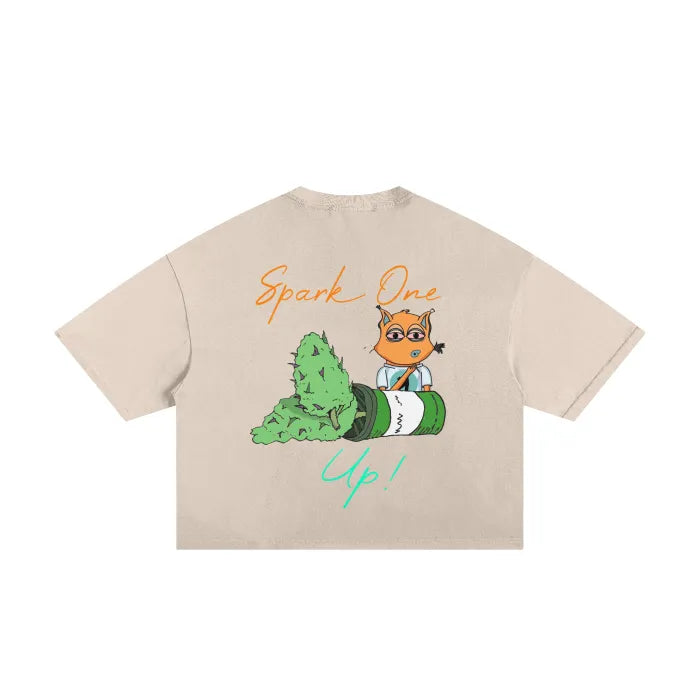"Spark One Up!" Classic Frayed Boxy Tee - 250 GSM