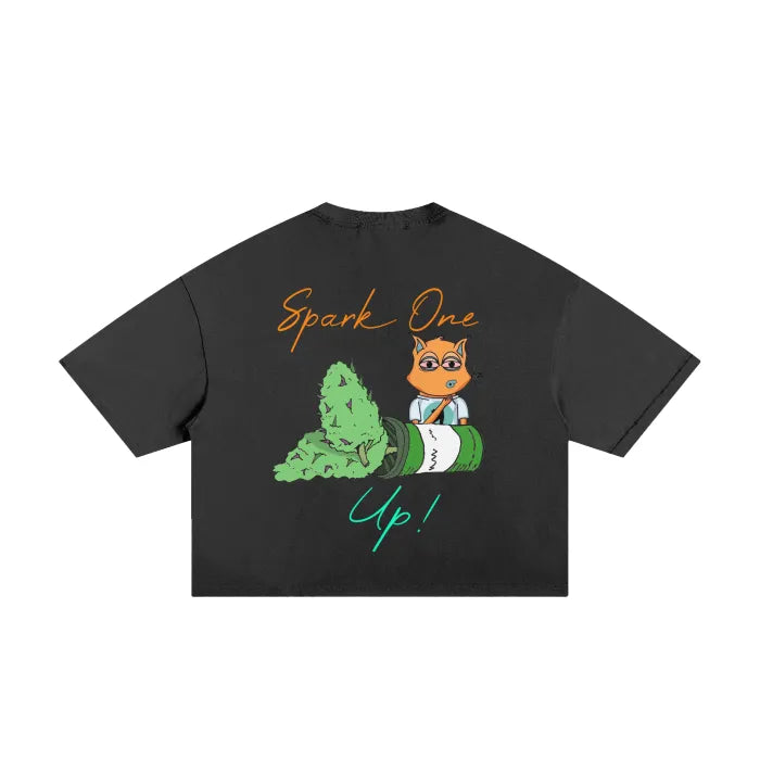 "Spark One Up!" Classic Frayed Boxy Tee - 250 GSM