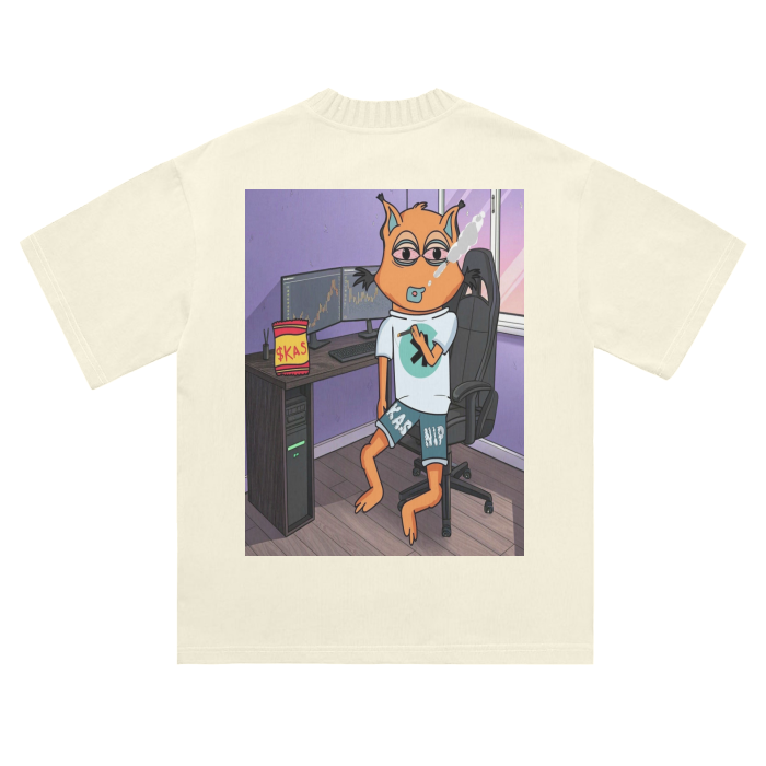"God Candle" Heavyweight Knitted Round Neck T-Shirt - 305 GSM