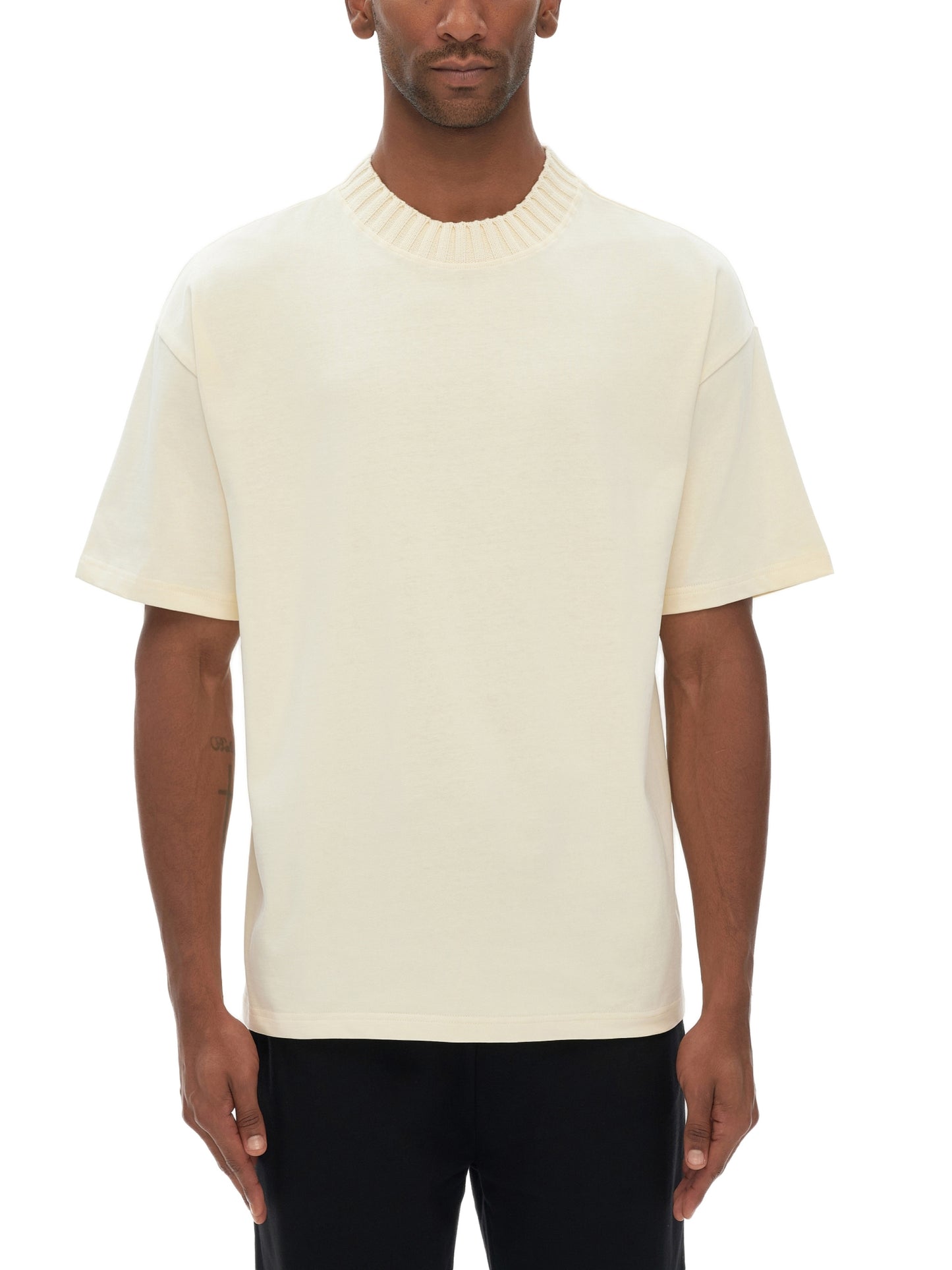 "God Candle" Heavyweight Knitted Round Neck T-Shirt - 305 GSM